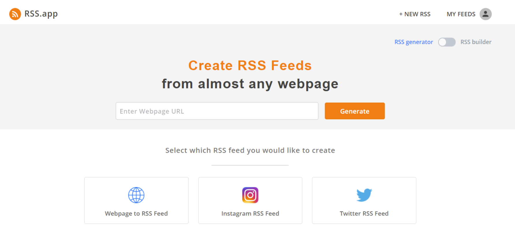 RSS.app Landing Page